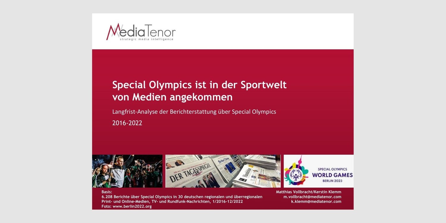 Original Media Tenor graphic for Special Olympics: Visibility, inclusion and the role of host towns