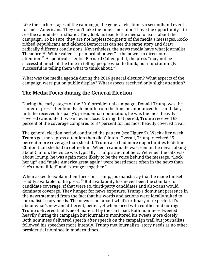 Original research page from News Coverage of the 2016 General Election: How the Press Failed the Voters